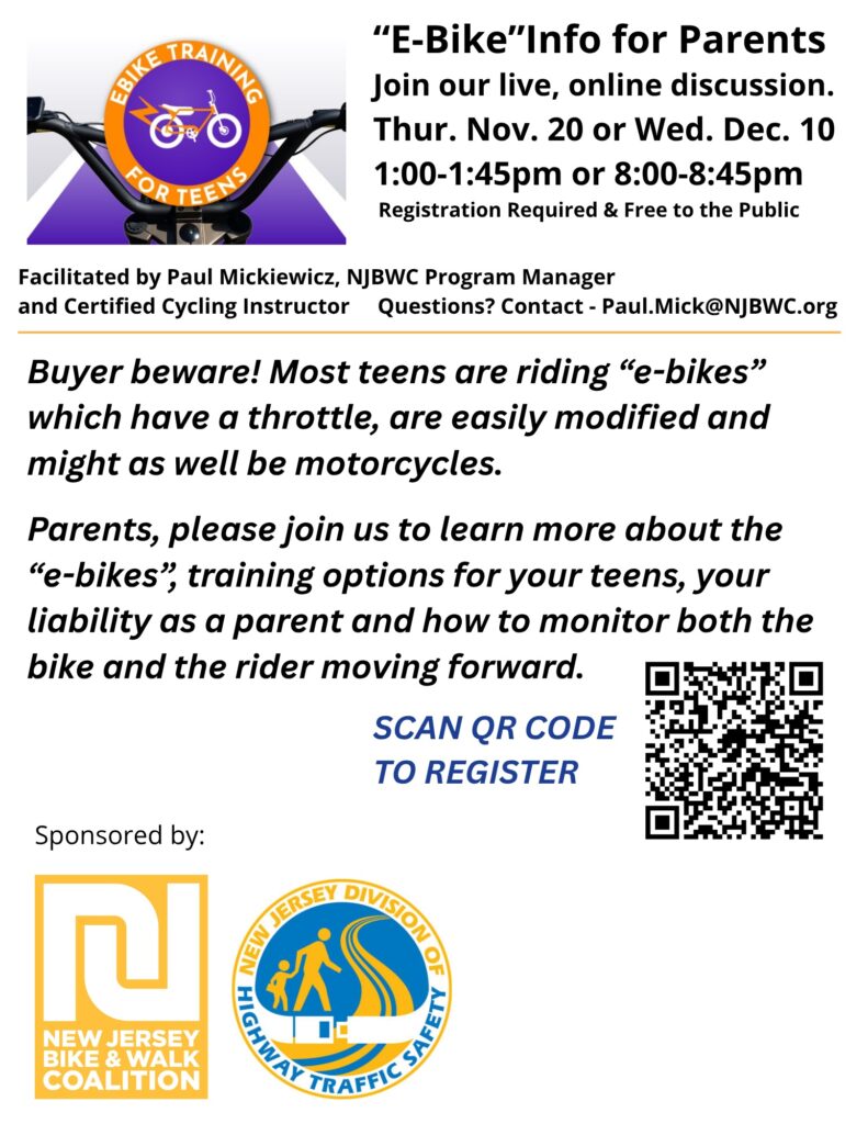 flyer for ebike education for parents