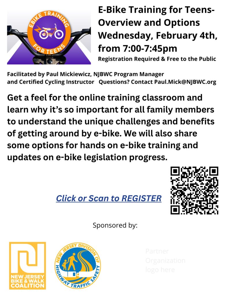 flyer promoting ebike training for teens february 4 2026